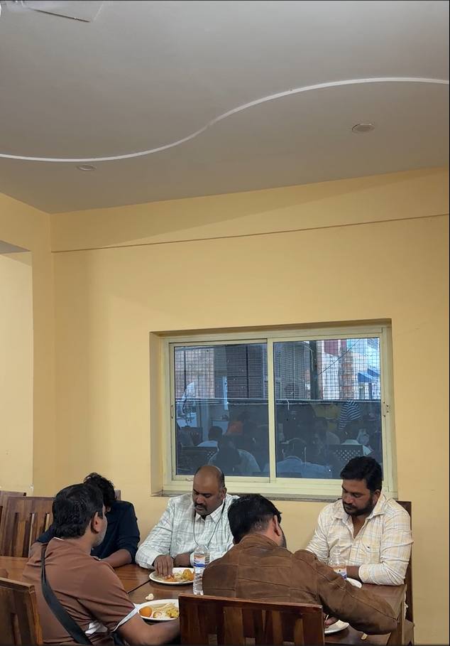 Yatris enjoying dinner