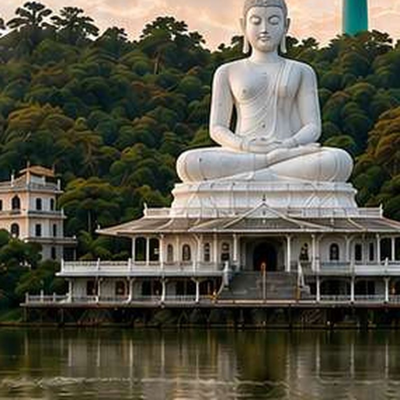 Seated Buddha by the lake